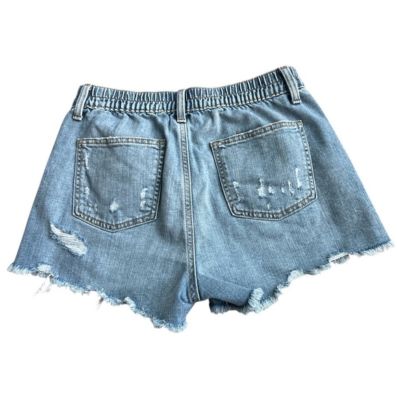 Aerie Women's Blue Distressed Cut-Off Denim Shorts - Picture 3 of 5